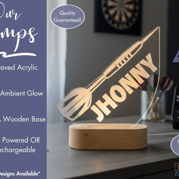 Personalized Dart Night Light – Custom LED Dartboard Lamp for Game Rooms - Picture 3 of 8